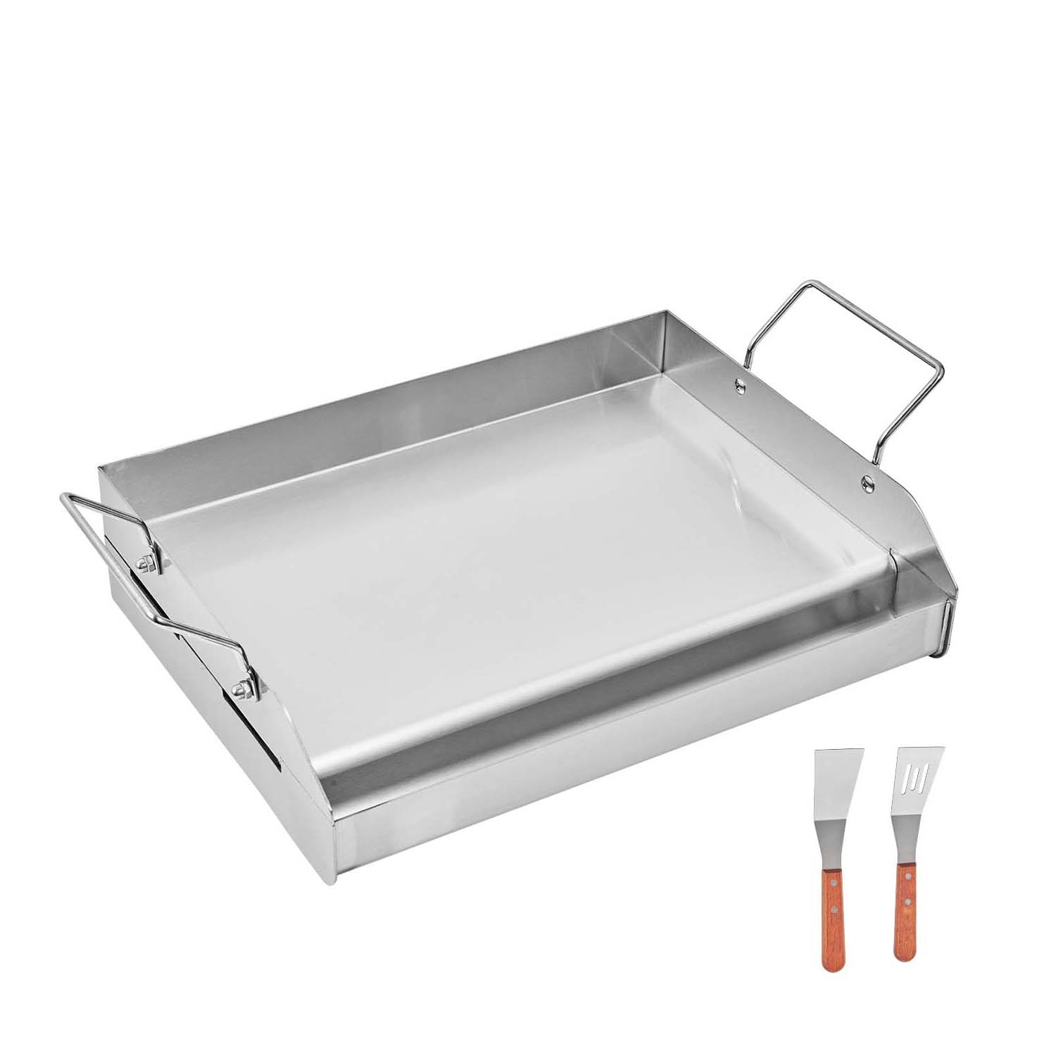 17x13 In Flat Top Griddle Stainless Steel Universal BBQ Grill Pan Cookware_voghion.com